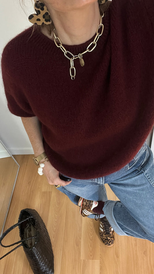 Pull col rond Bordeaux | SIMONE