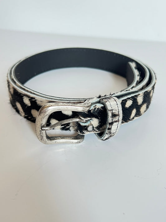 Ceinture Bovin Poils Naturels Noirs Tachetés blancs
