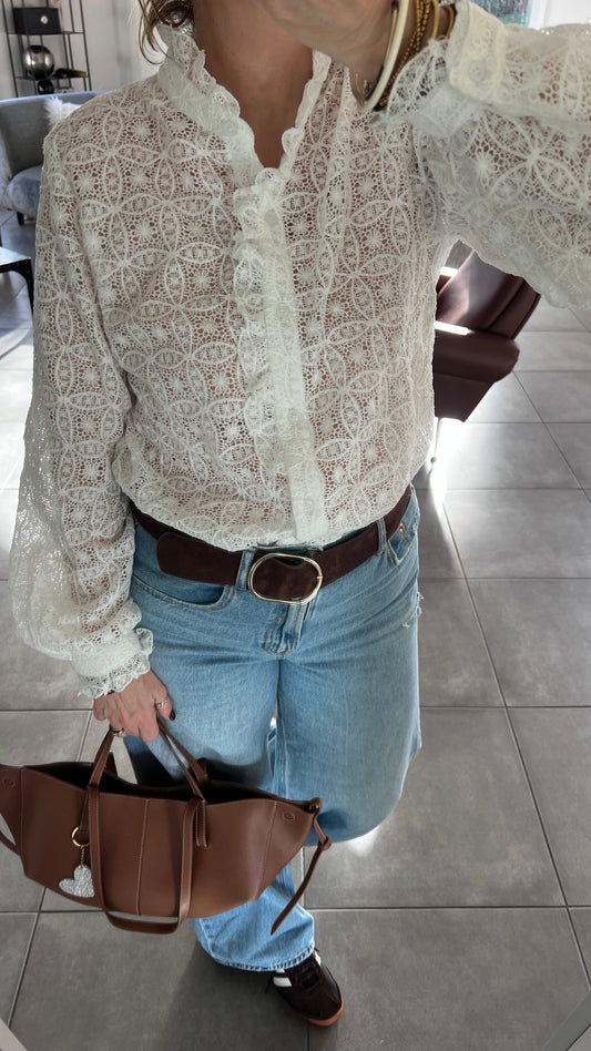 Chemise CÉLIA Blanche Broderie