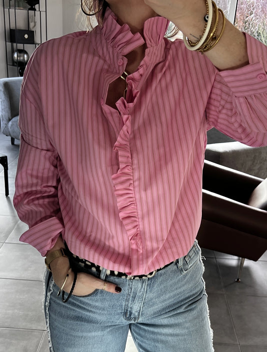 Chemise VICTORINE Rose col Victorien