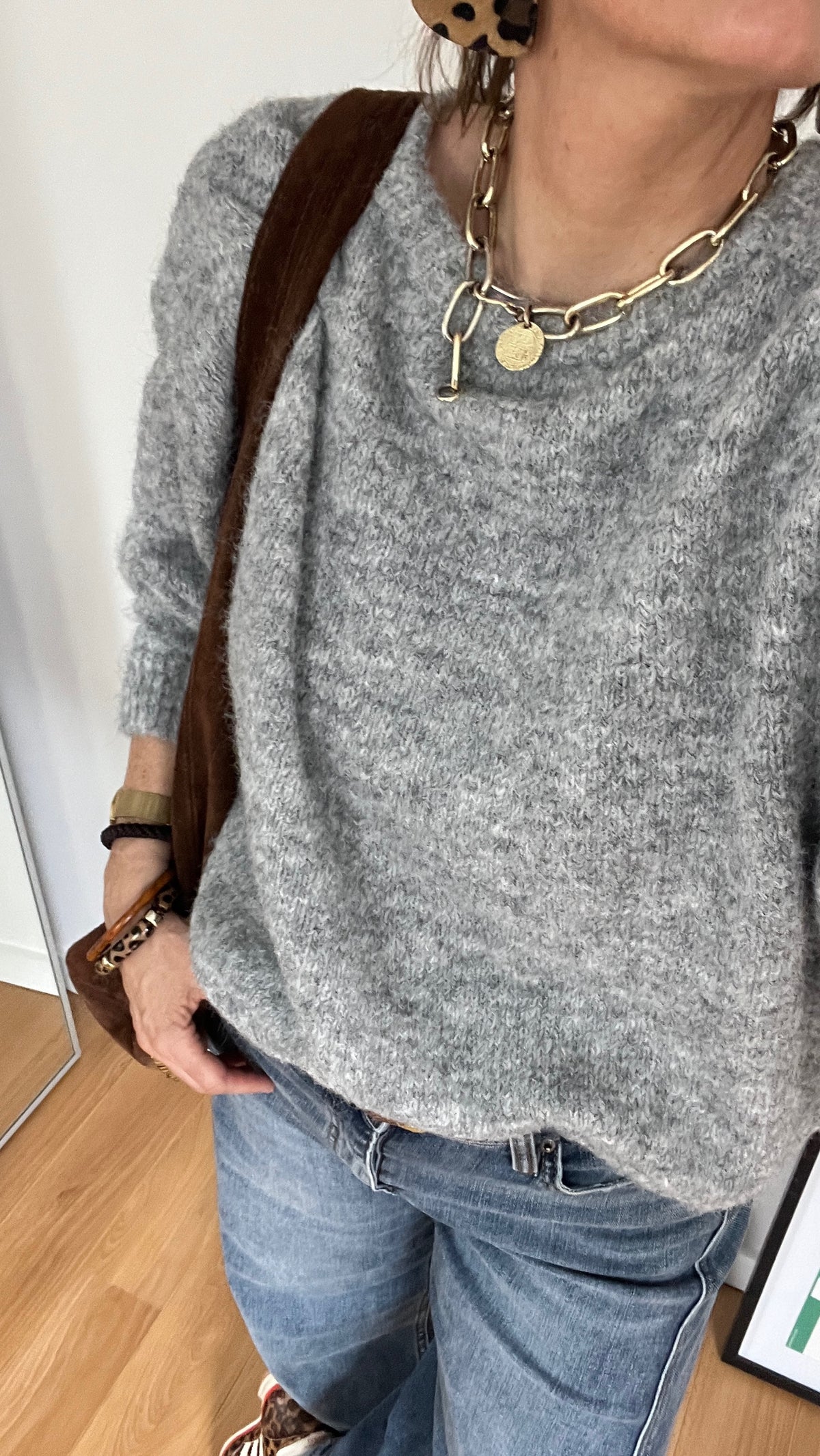 Gilet femme ARMELLE gris coupe ample