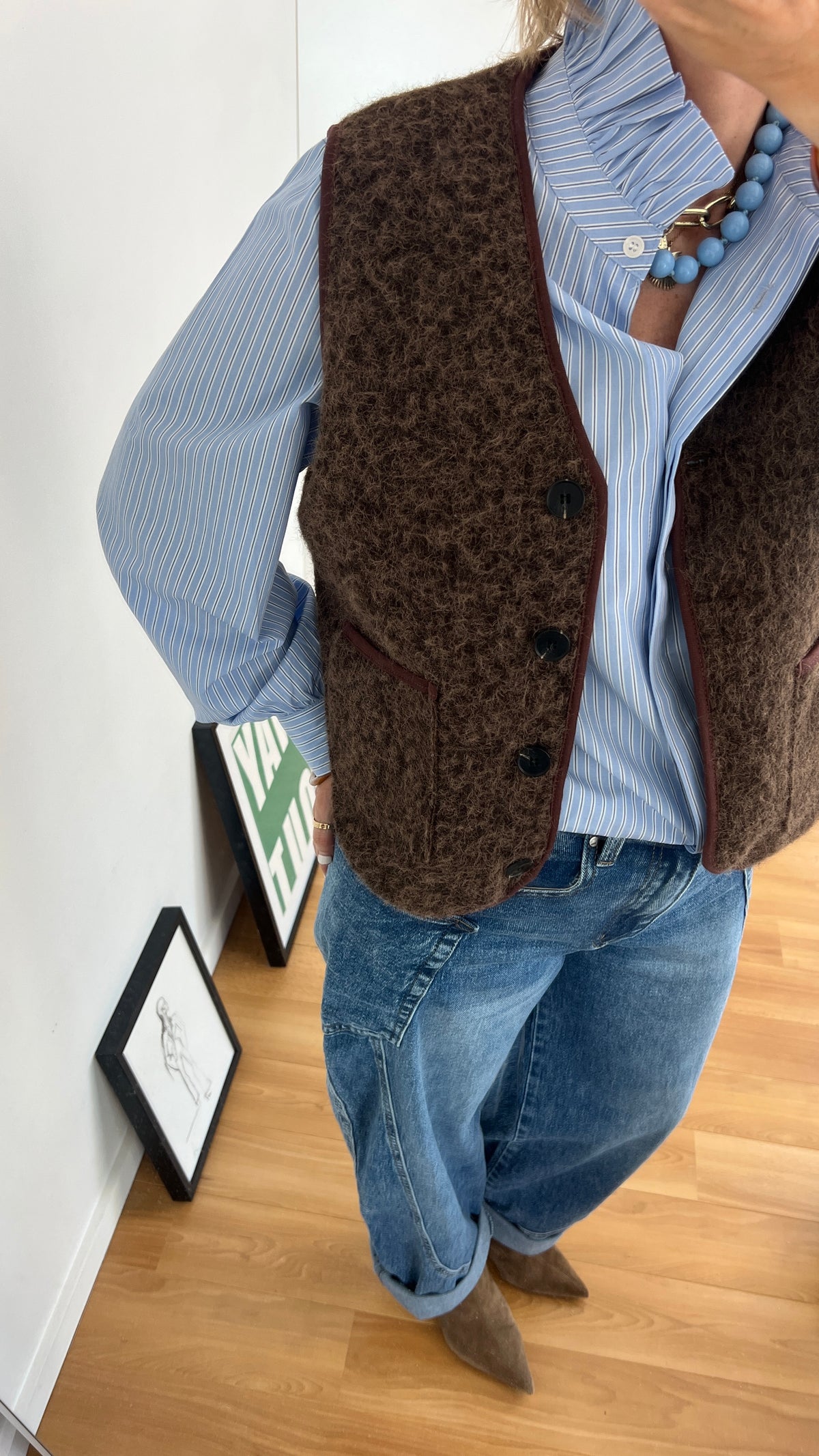 Gilet sans manches femme LOUIS coloris café