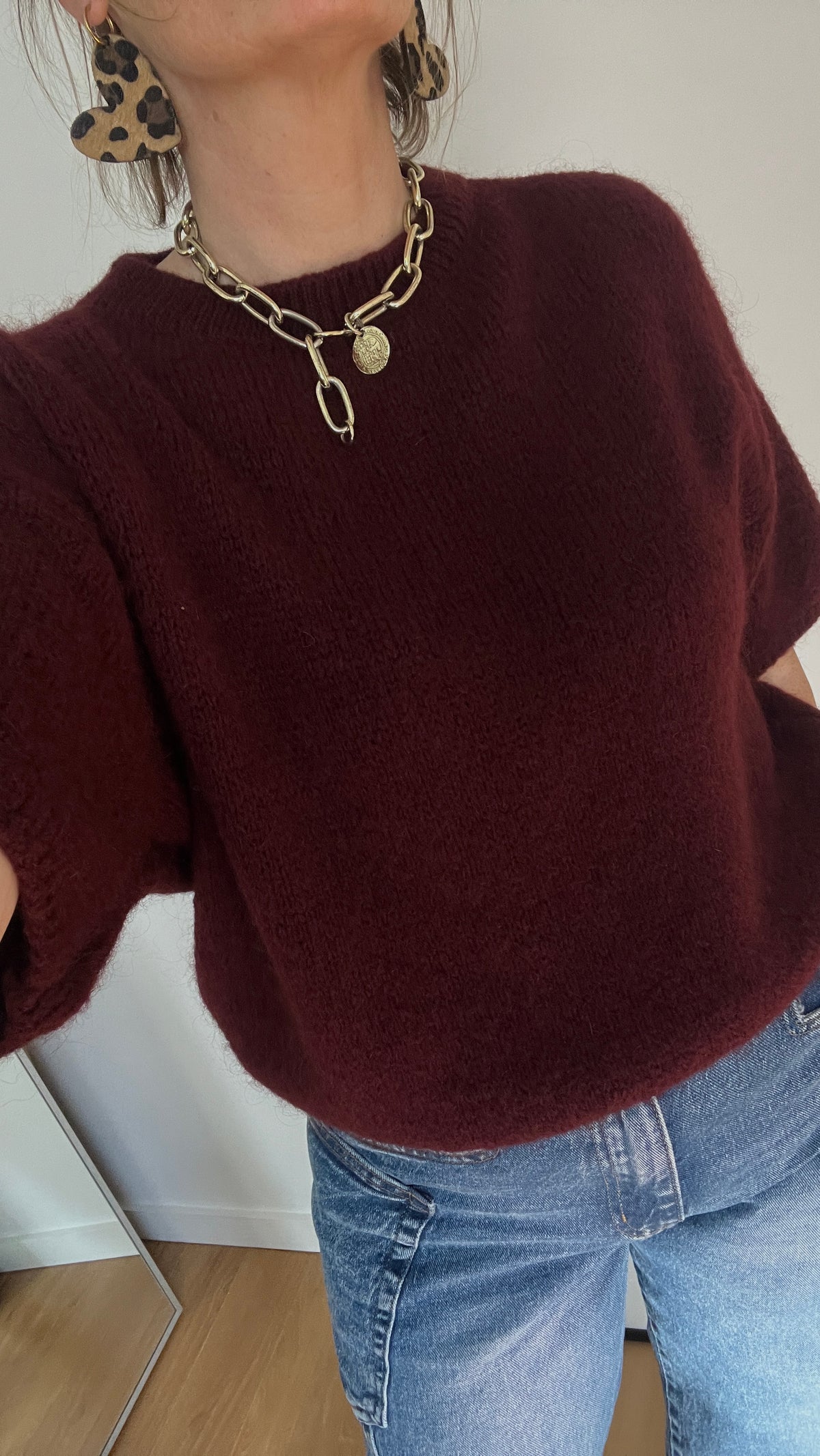Pull col rond Bordeaux | SIMONE