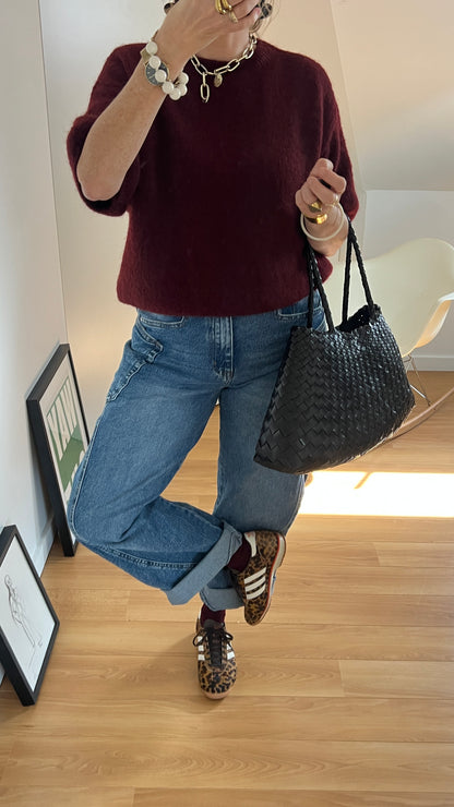 Pull col rond Bordeaux | SIMONE