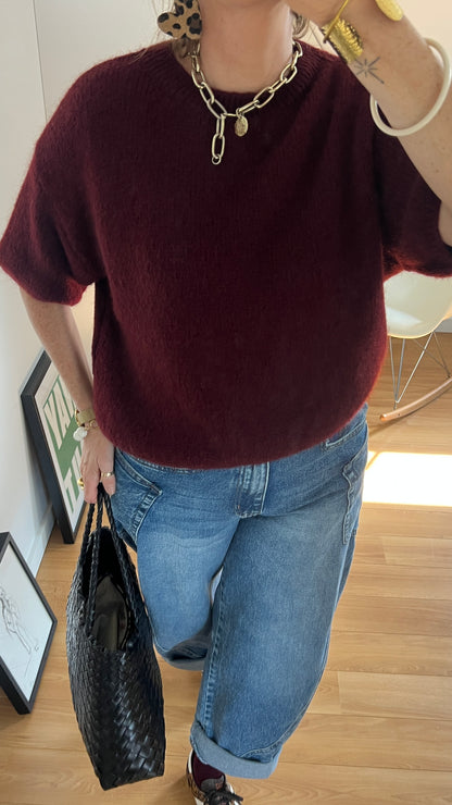 Pull col rond Bordeaux | SIMONE