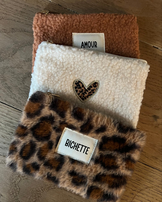 Pochette blanche | "COEUR LEOPARD"