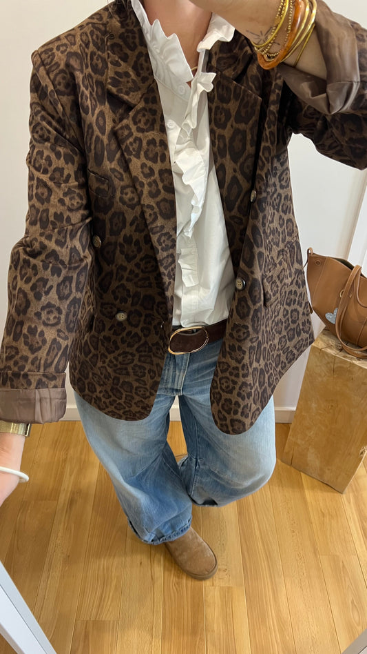 Veste / Blazer MARGUERITE Léopard Chocolat