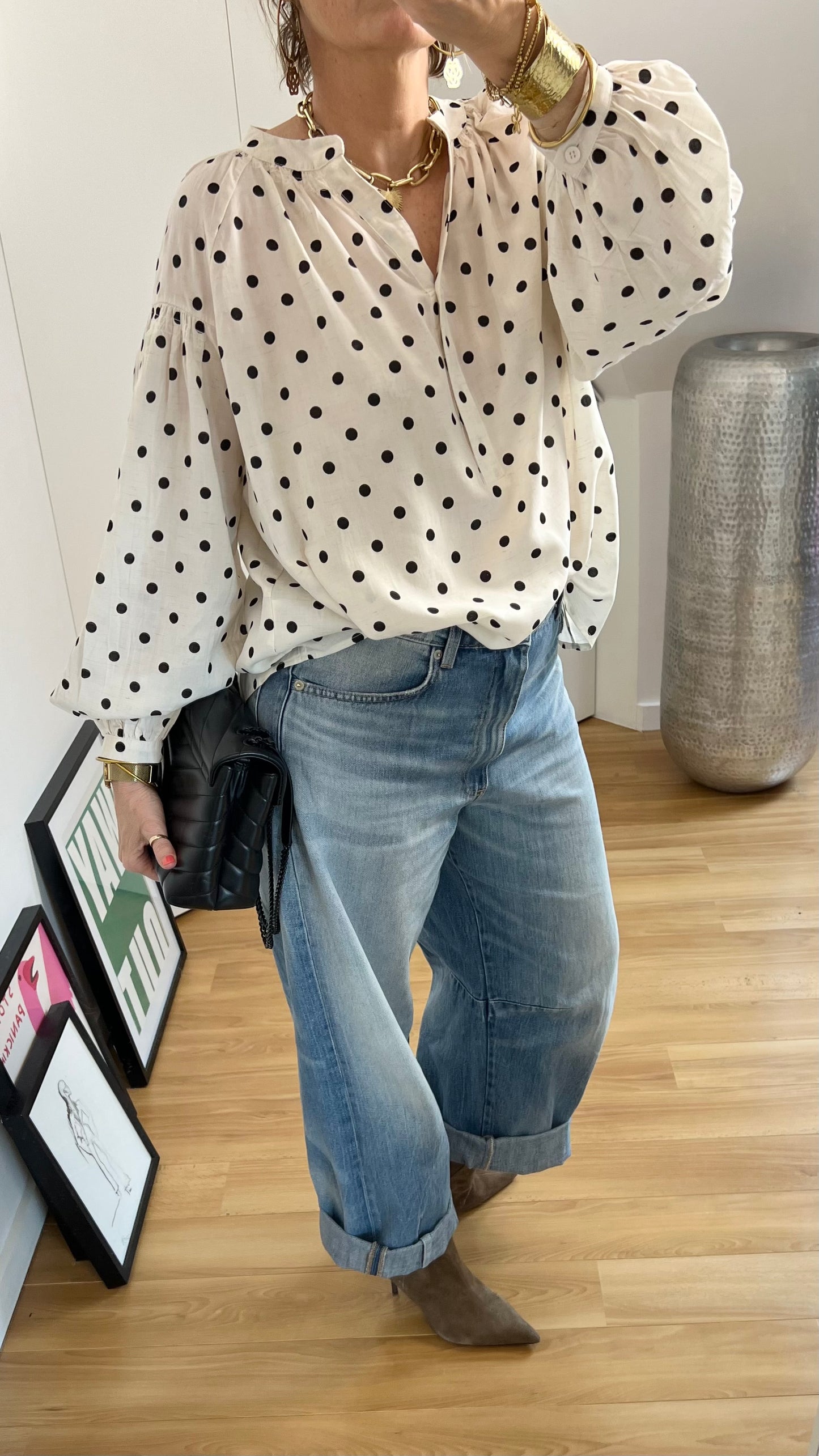 Blouse | BARDOT Polka noir