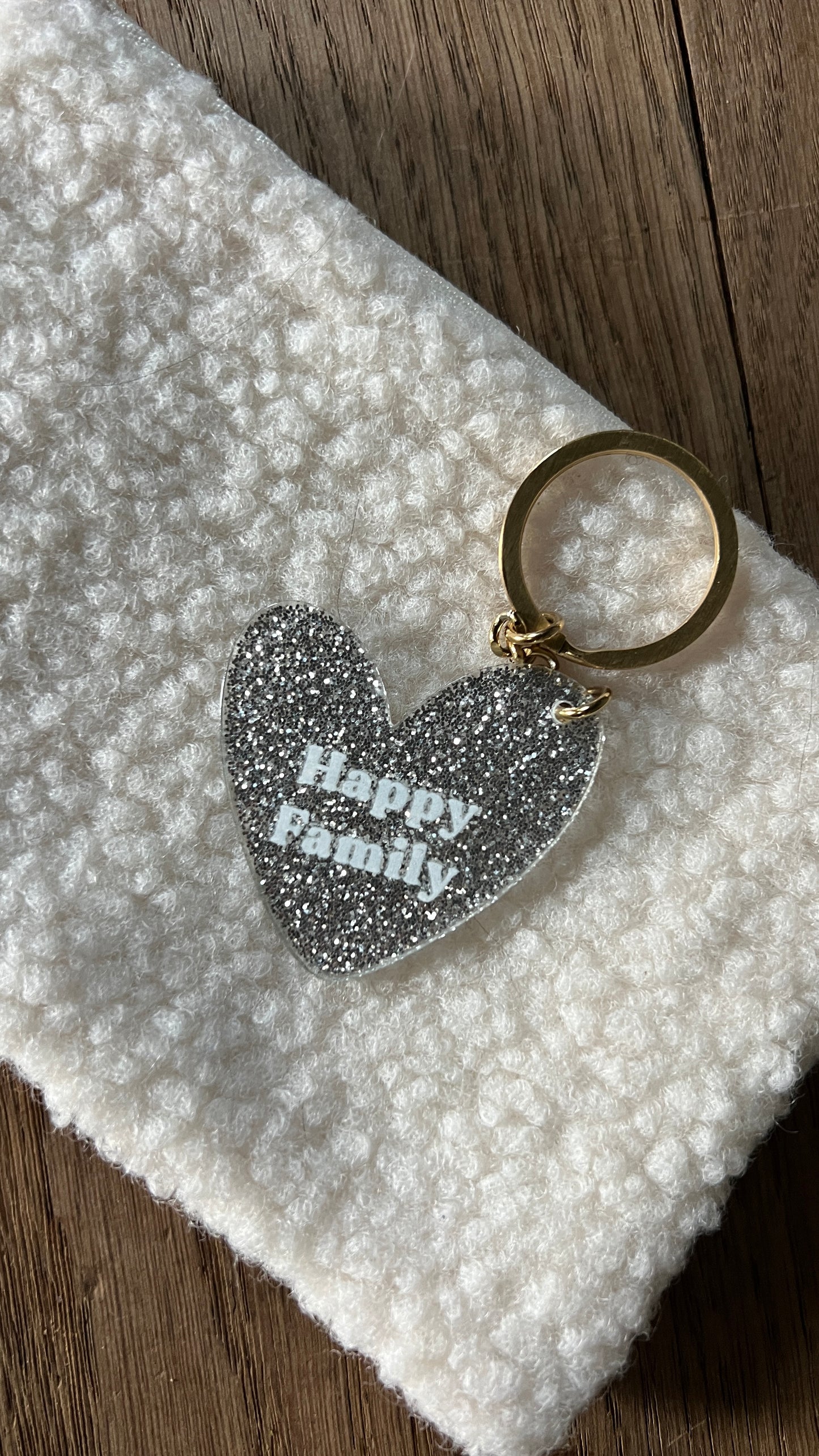 Porte clé pailleté "Happy family"