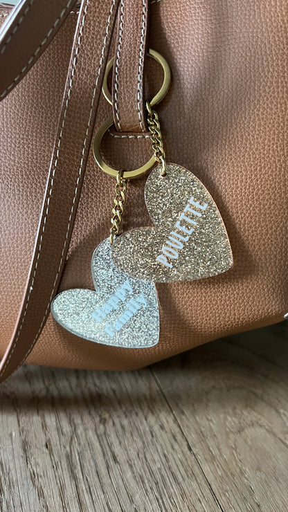Porte clé pailleté "Happy family"