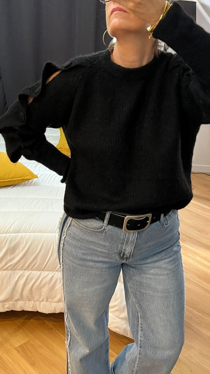 Large ceinture Bovin Poil Naturel Noir & Blanc – Boucle Métal Vieilli