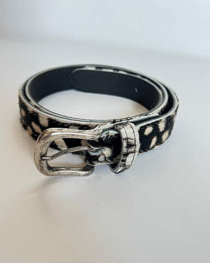 Ceinture Bovin Poils Naturels Noirs Tachetés blancs
