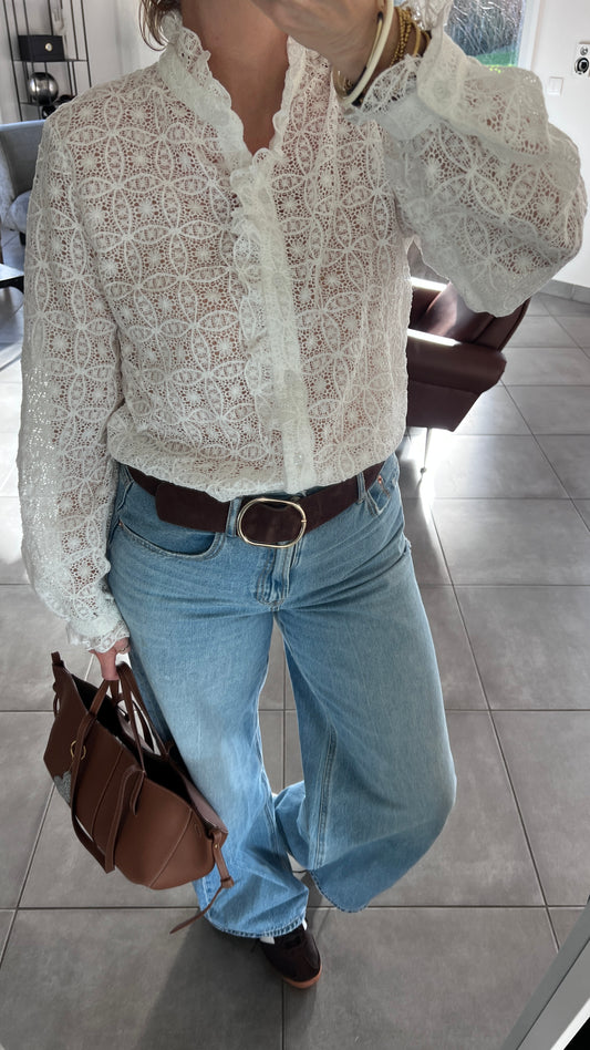 Chemise CÉLIA Blanche Broderie