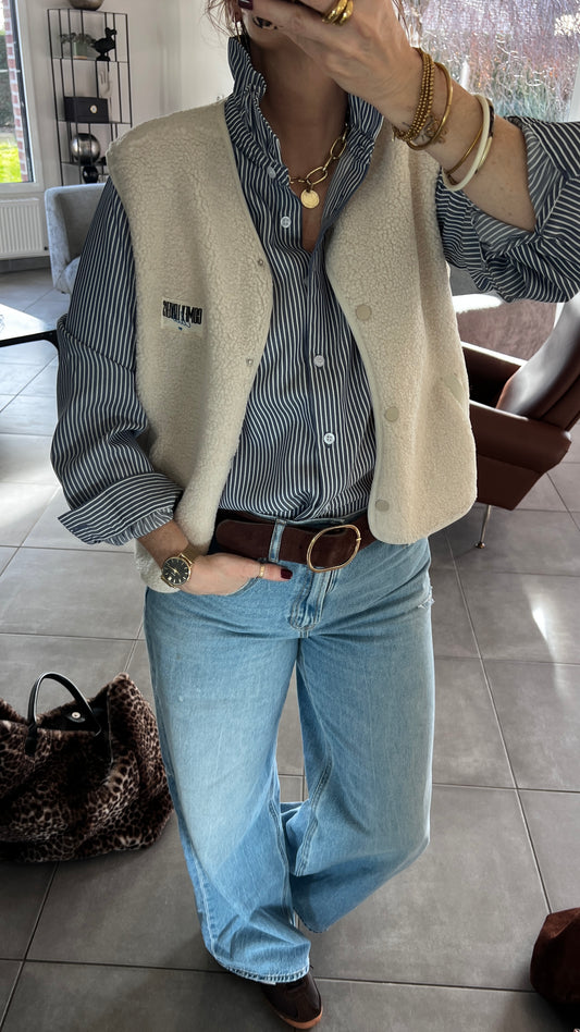 Chemise SOLÈNE Bleue col victorien