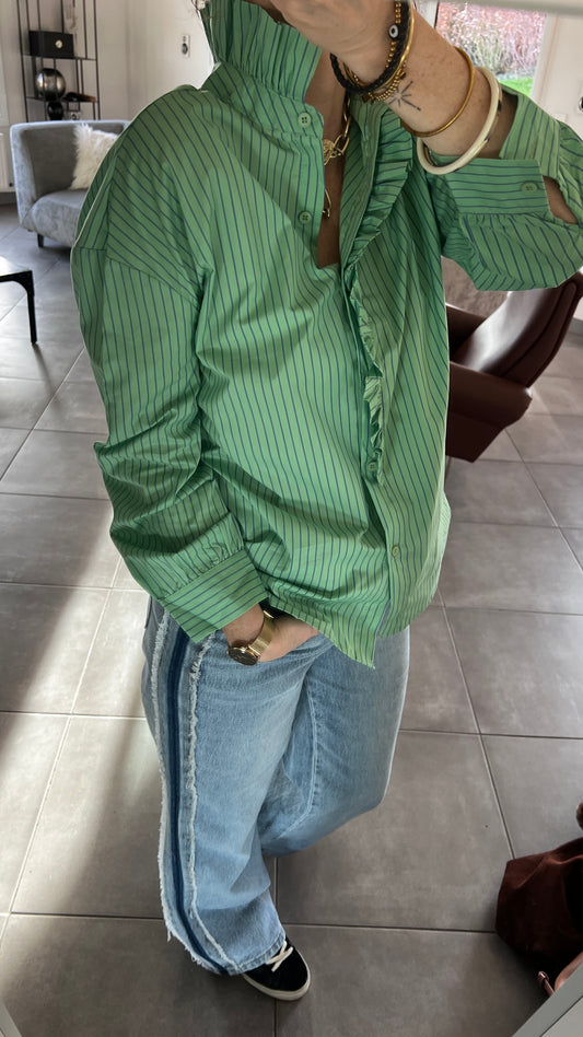 Chemise ANTOINETTE Verte col Victorien