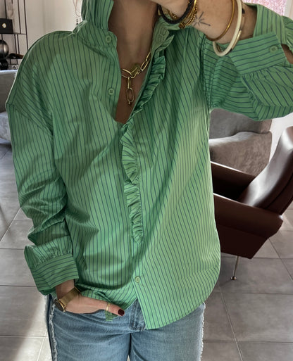 Chemise ANTOINETTE Verte col Victorien