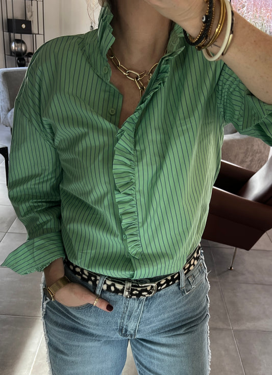 Chemise ANTOINETTE Verte col Victorien