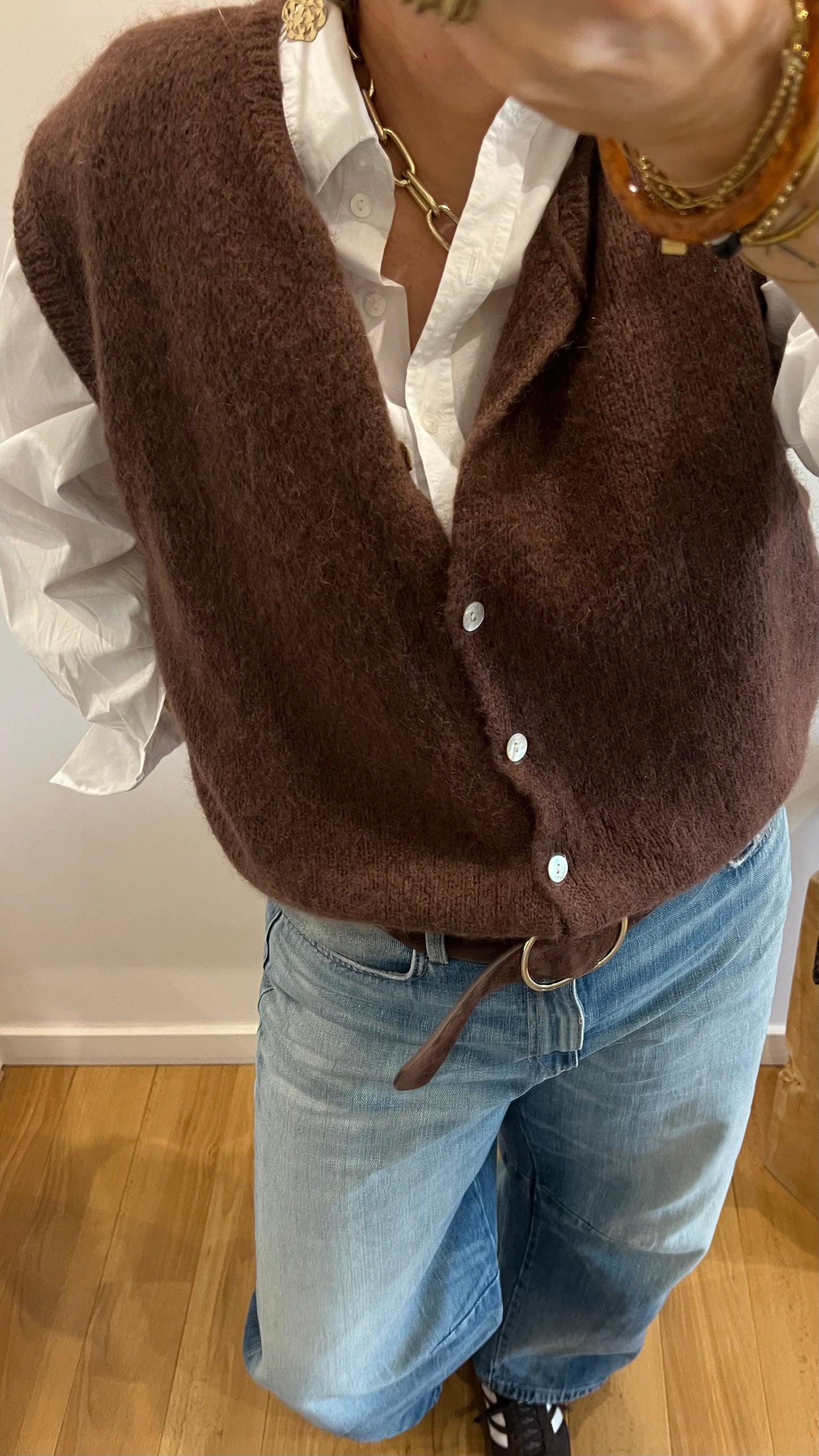 Gilet sans manches CHARLOTTE Chocolat