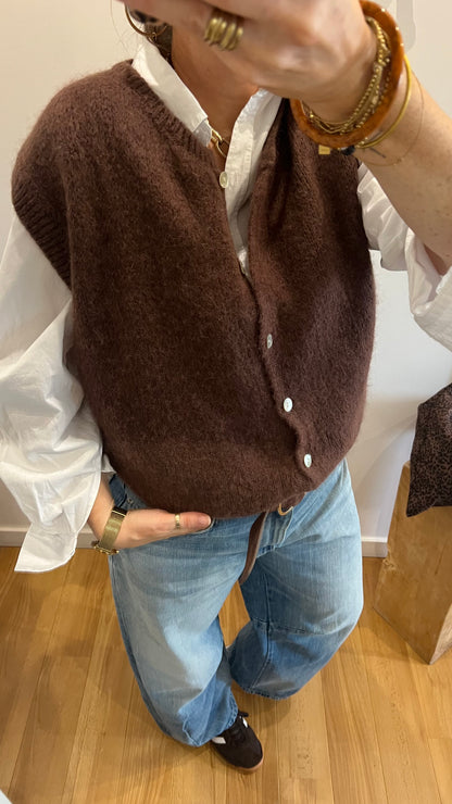 Gilet sans manches CHARLOTTE Chocolat
