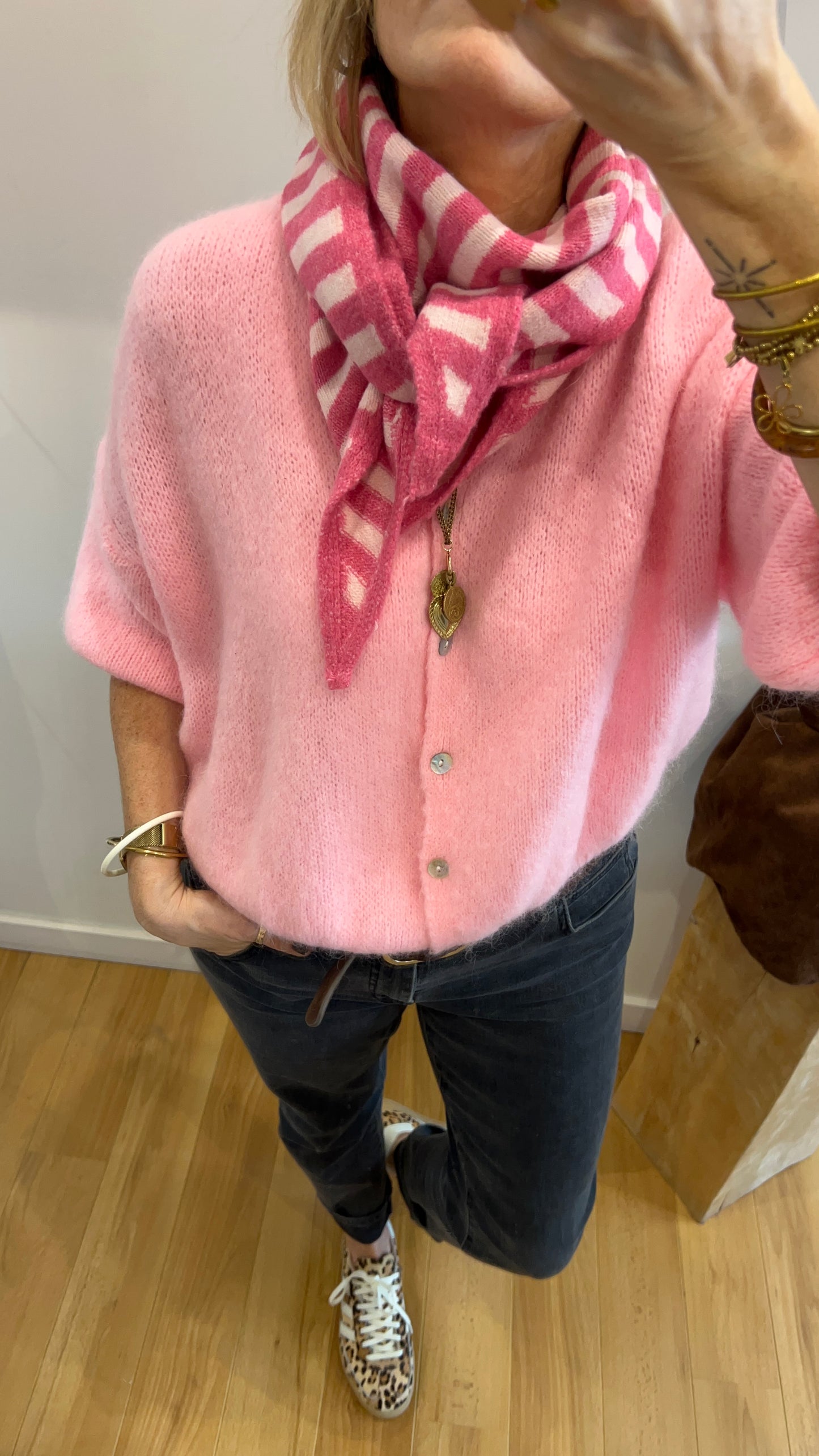 Foulard triangle | JOSEPHINE rose / fuchsia