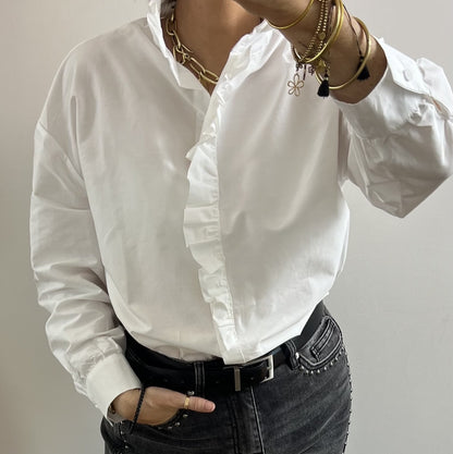 Chemise JEANNE Blanche col victorien