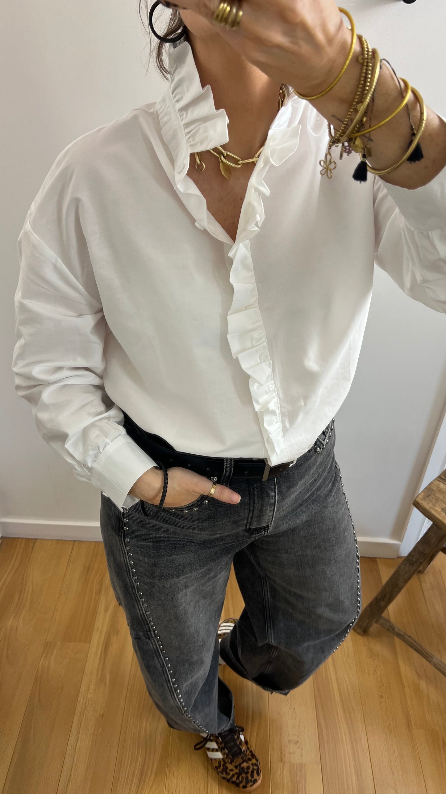 Chemise JEANNE Blanche col victorien