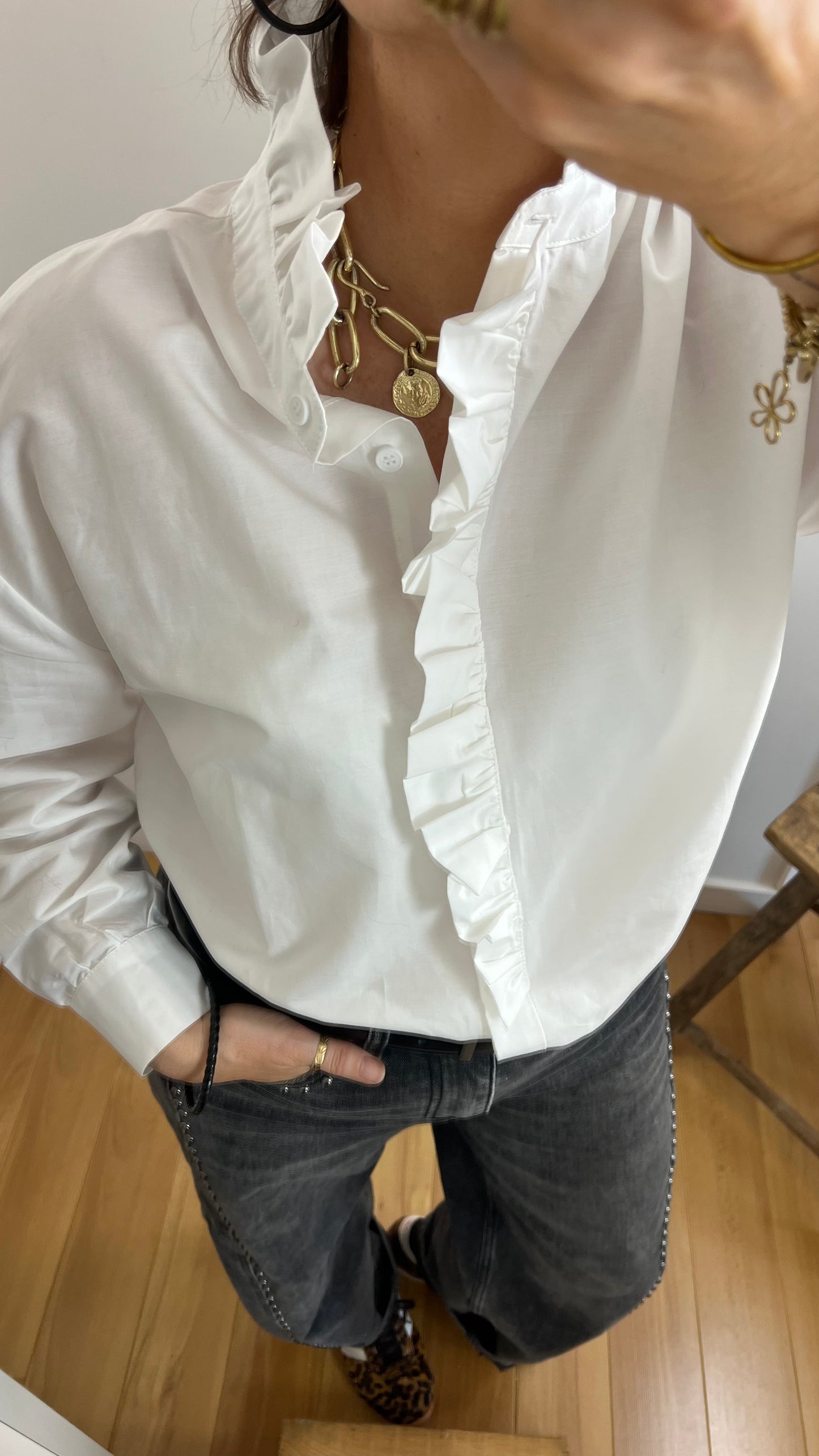 Chemise JEANNE Blanche col victorien