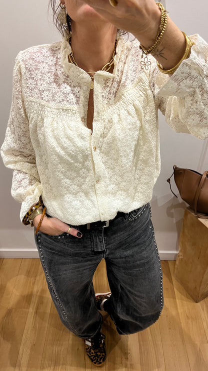Chemise FLORA crème à dentelle