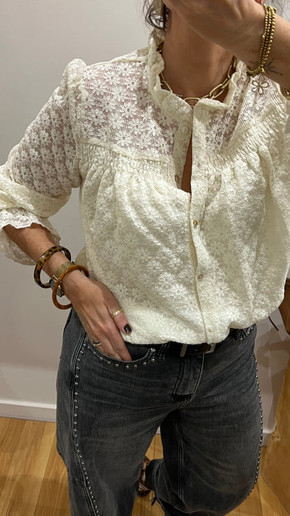 Chemise FLORA crème à dentelle