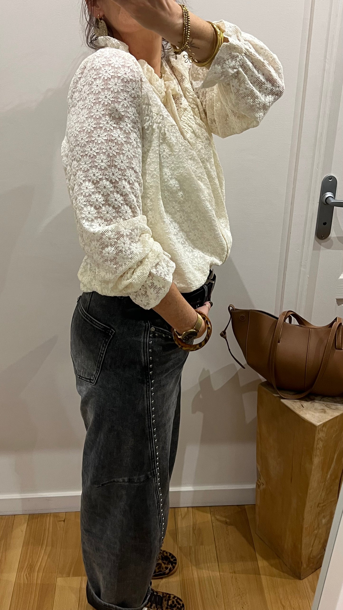 Chemise FLORA crème à dentelle