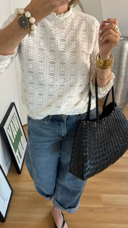Blouse blanche femme OPIA à petit col montant