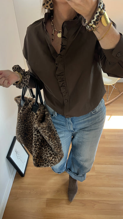 Chemise JEANNE avec jabot et patte de boutonnage dissimulée