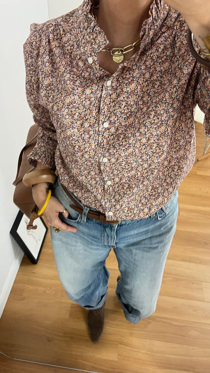 Chemise femme SUZETTE avec col volanté