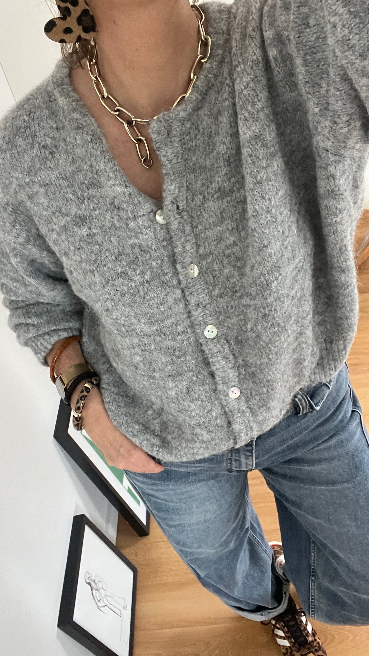 Gilet ARMELLE gris à col rond