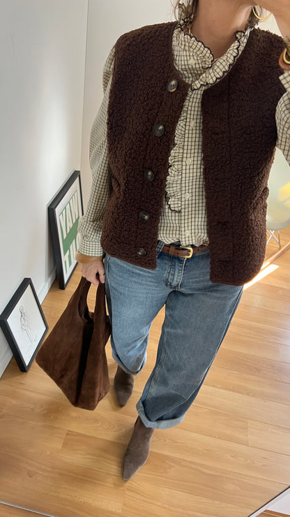 Gilet sans manches LENA aspect bouclé