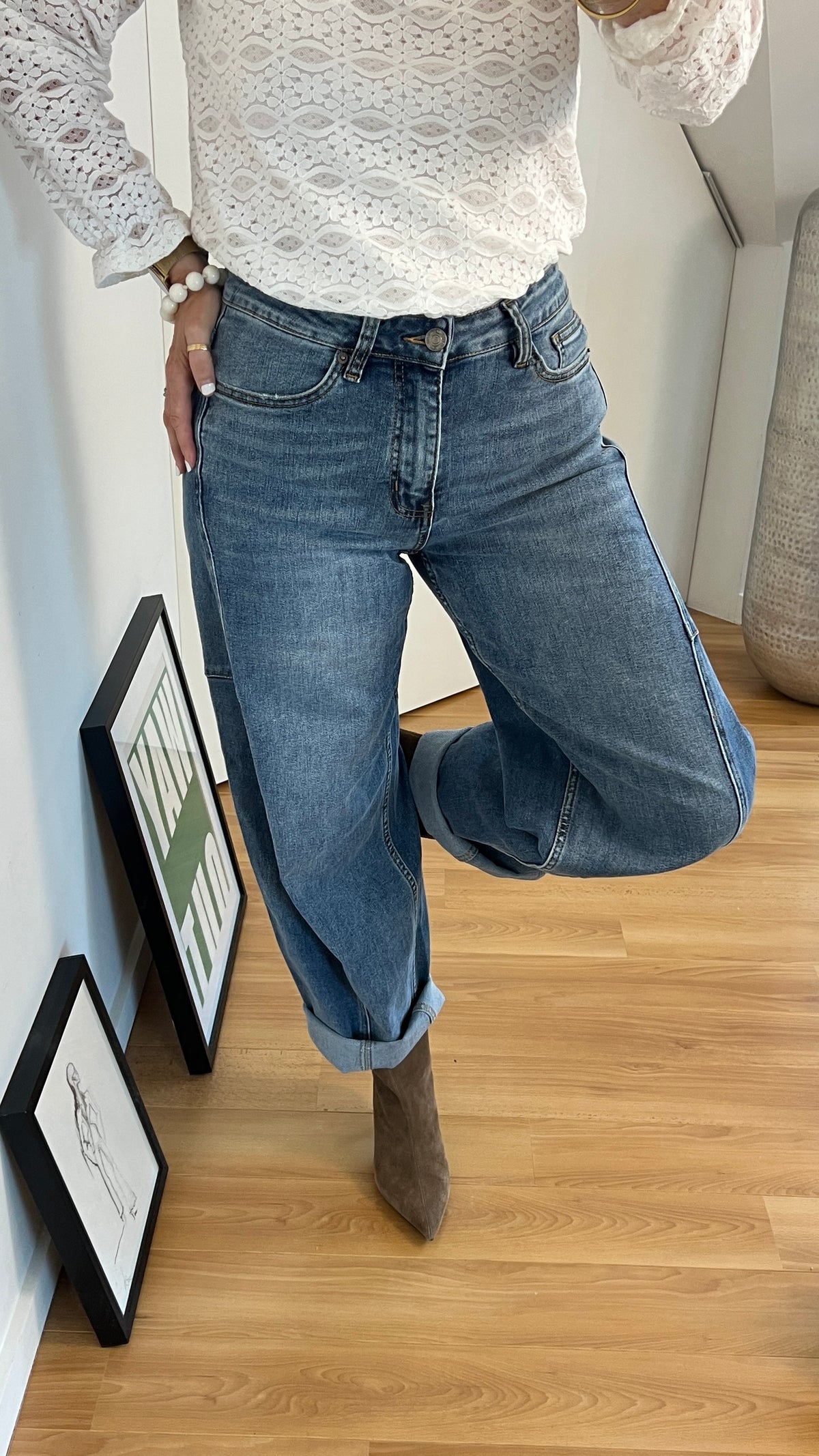 Jean femme OMAR coupe arrondie bleu denim
