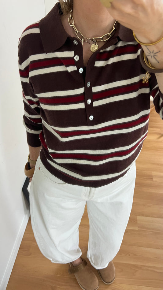 Pull polo femme PAULINE manches longues