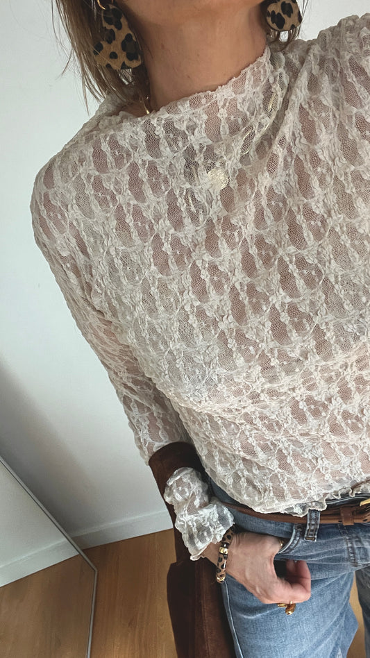 Top femme dentelle JUSTINE manches longues