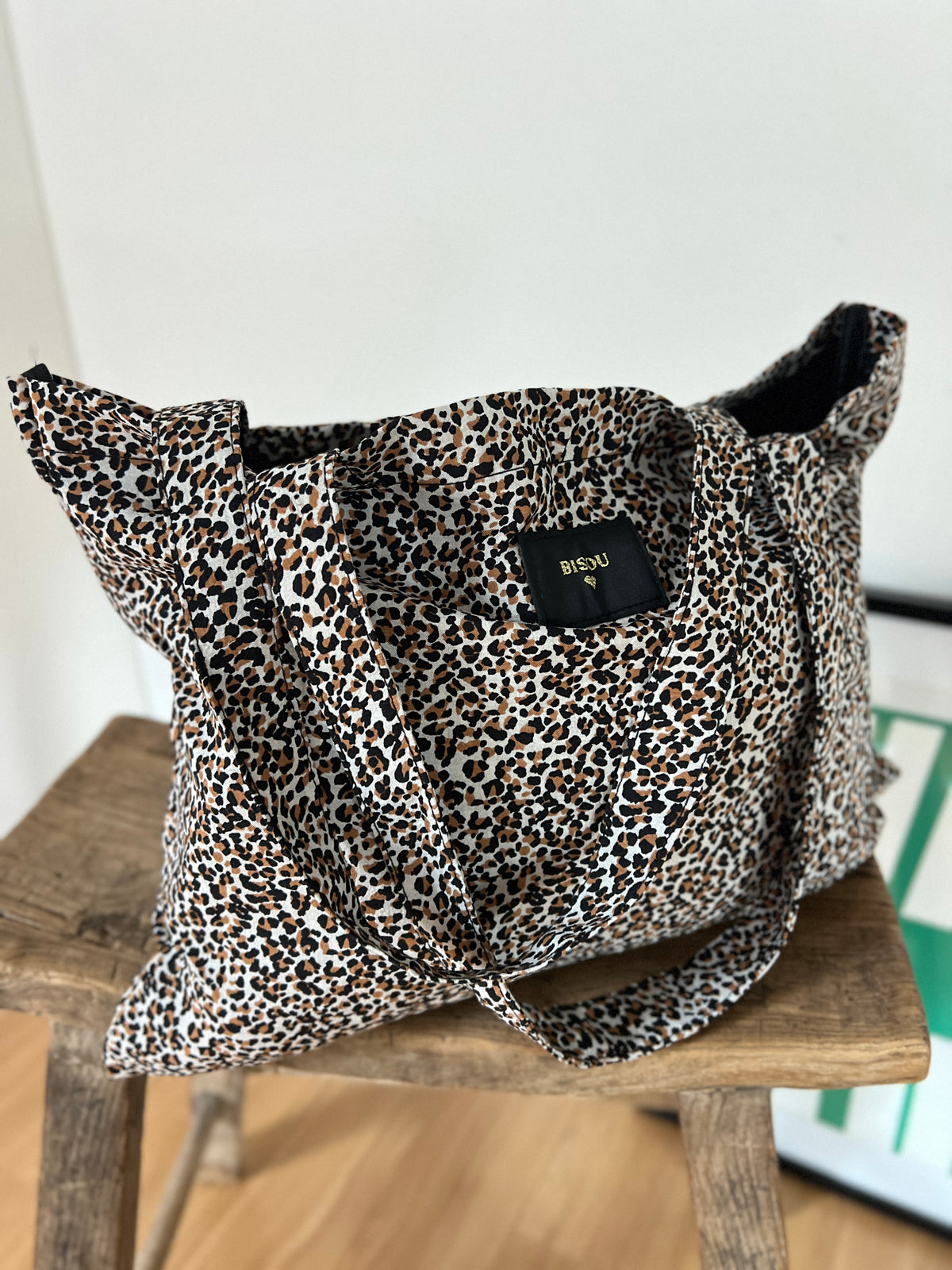 Tote bag imprimé léopard blanc
